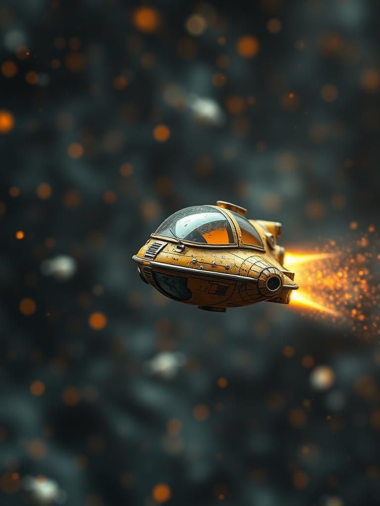 Elegant Spaceship in Deep Space, Van Gogh Style