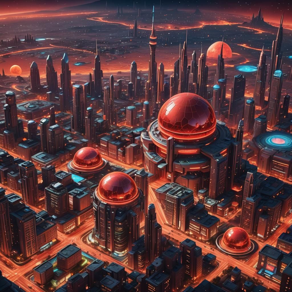 Futuristic Domed City on Mars in Digital Art