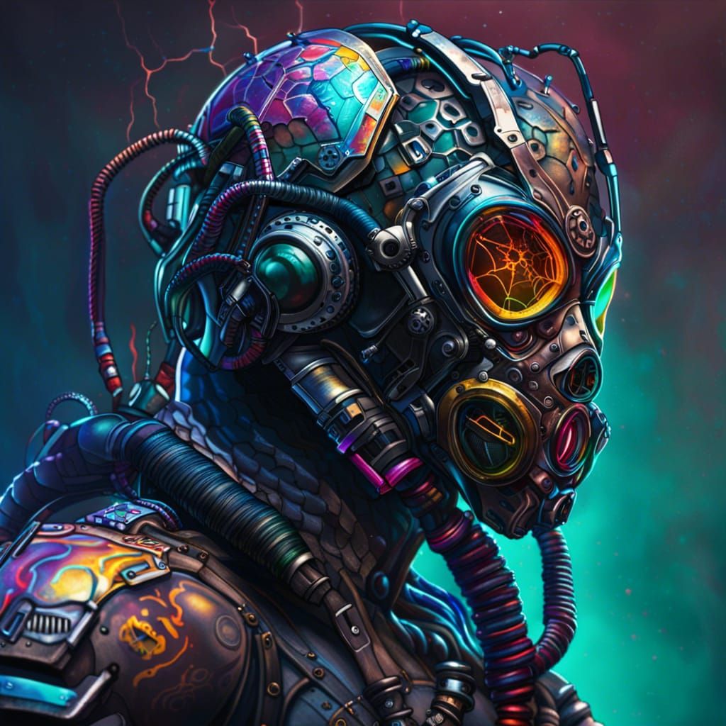Cyborg with Spider Gasmask: Hyperrealistic Concept Art