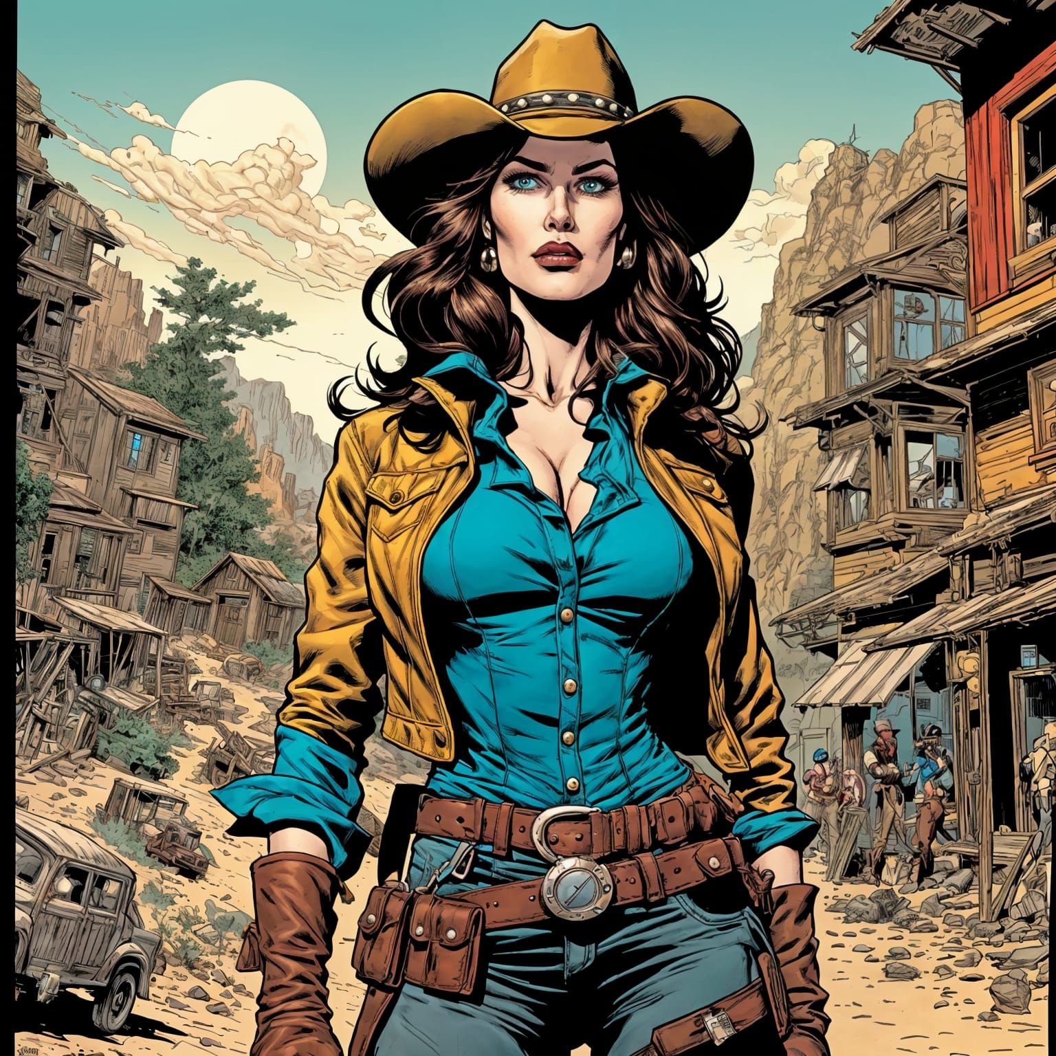 The Lawman: Wild West Superhero in Comic Book Style