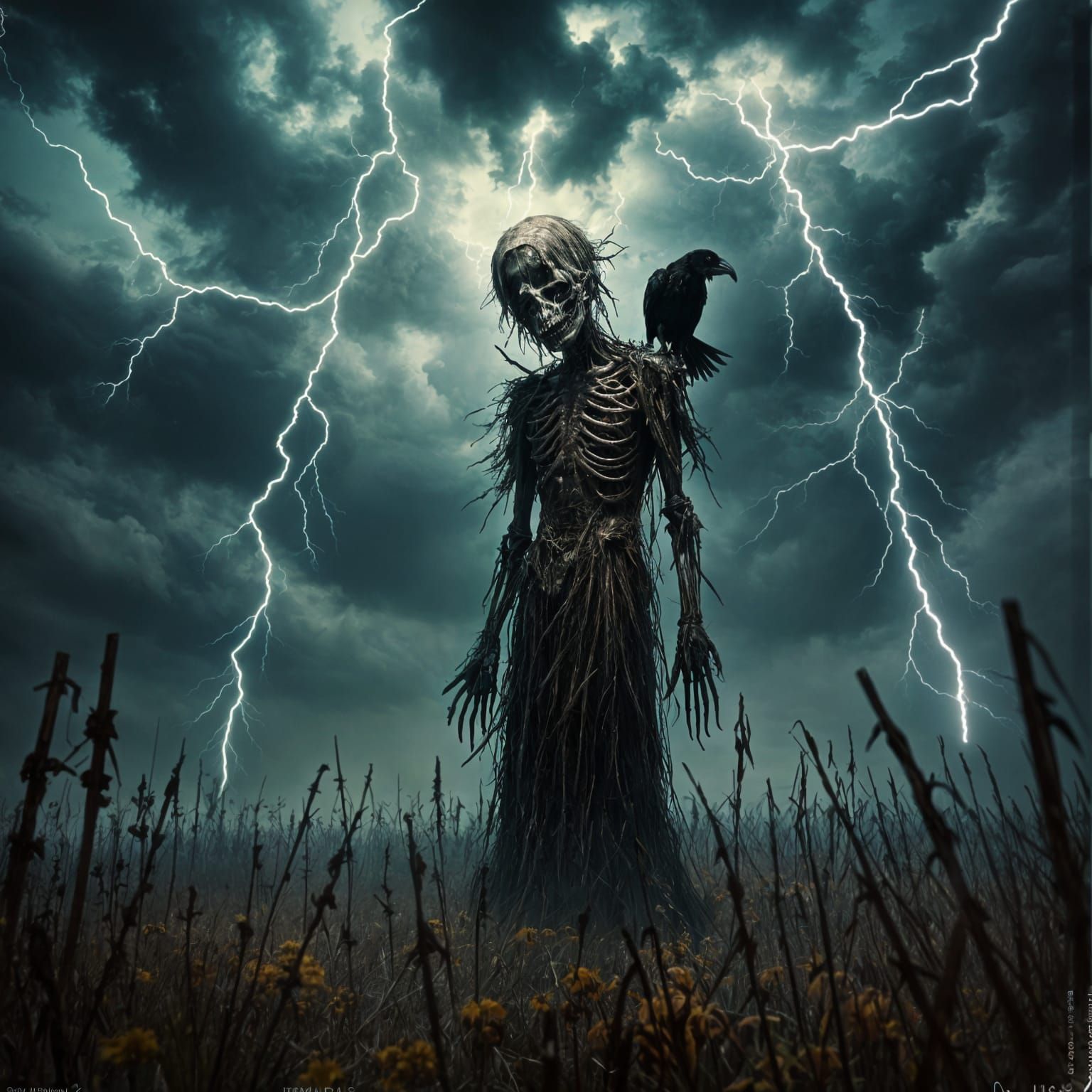 Scarecrow in Apocalyptic Storm with Lightning