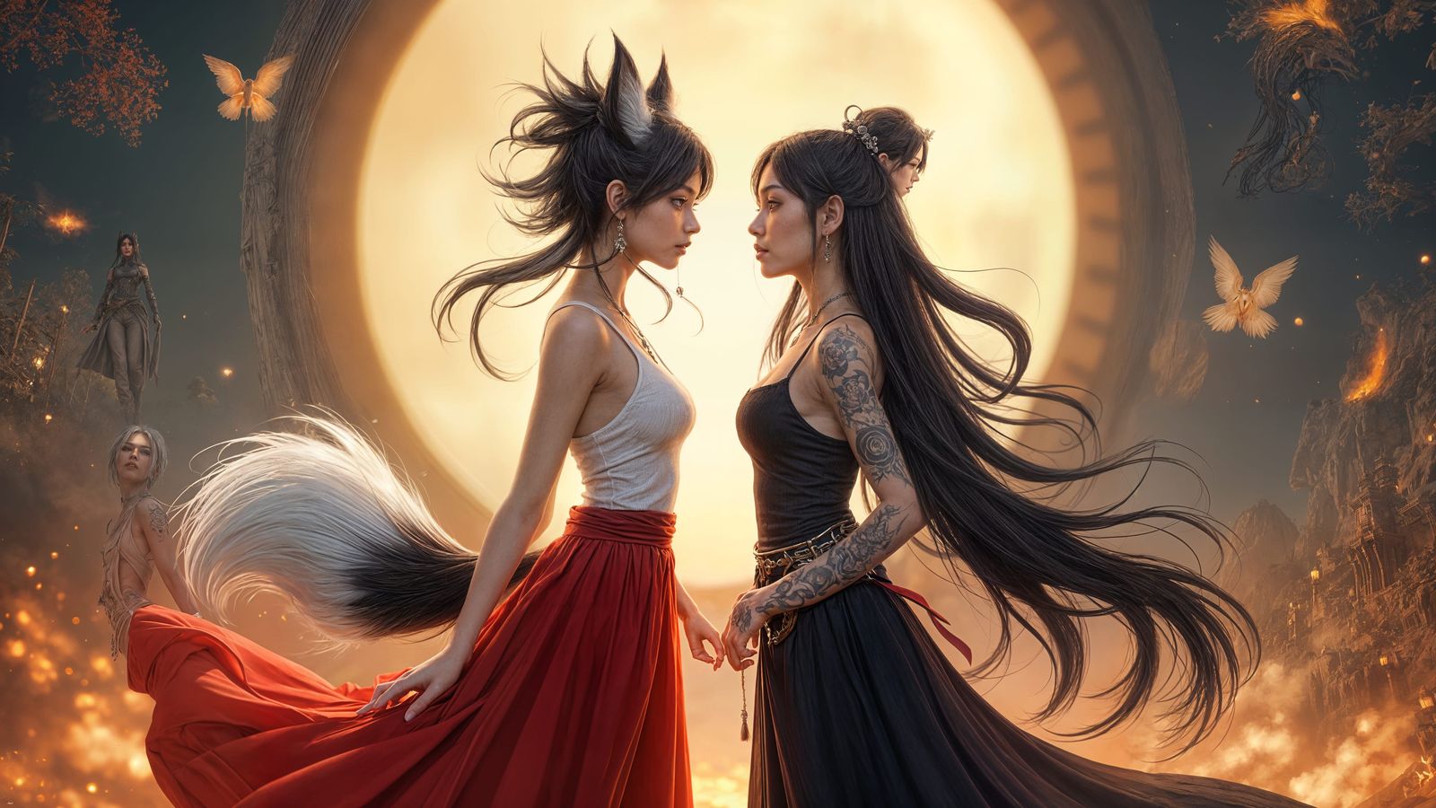 Kitsune Girl and Asian Muse Sing on Mystical Stage