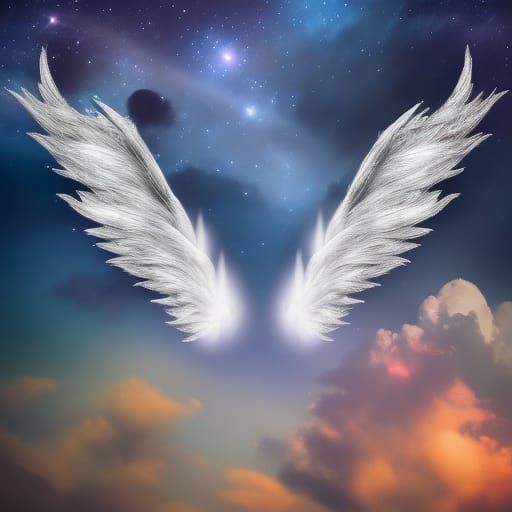 Surreal Album Cover Art with Angel Wings