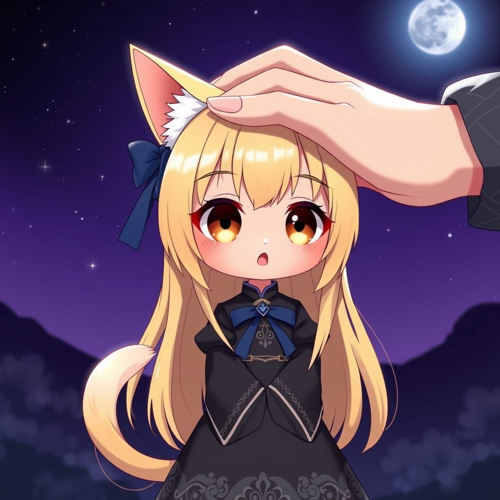 Whimsical Chibi Catgirl in Tender Moment