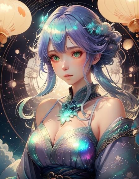 Regal Warrior in Moonlit Forest, Anime-Style Concept Art