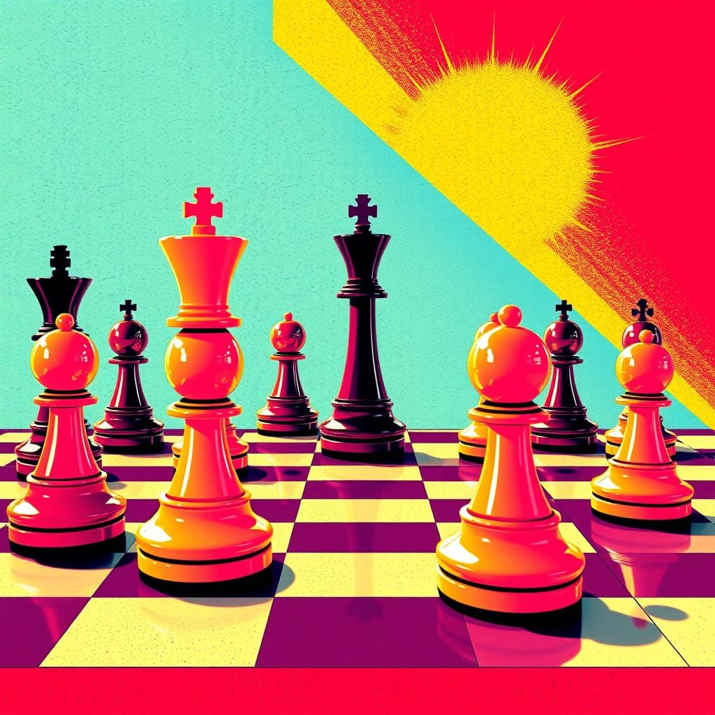 Checkmate in Vibrant Pop Art