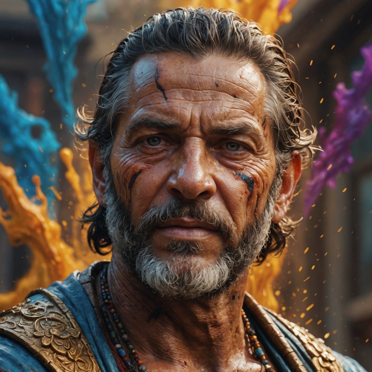 Old Man's Joyful Laugh: Hyperrealistic Portrait