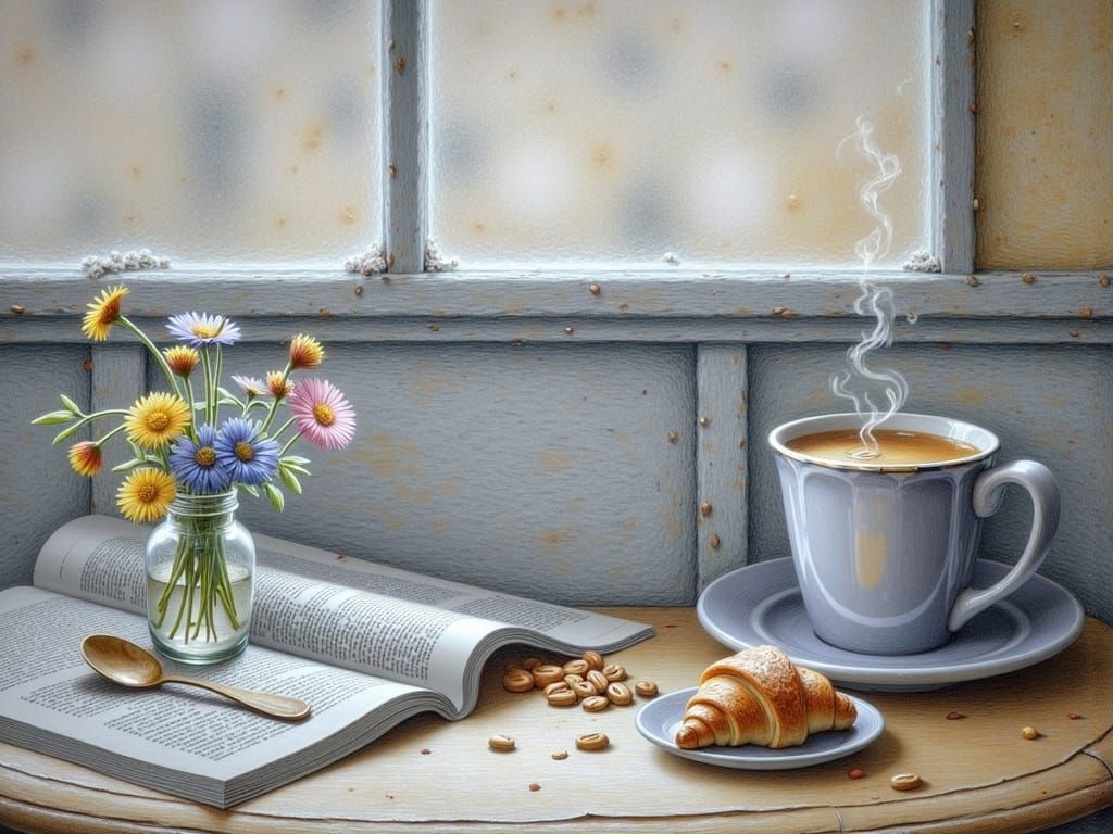 Warm Breakfast Scene in a Cozy Bistro