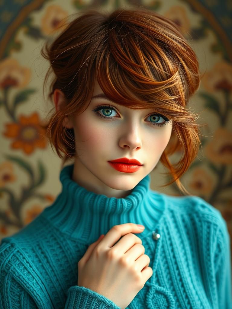 Auburn Haired Woman in Art Nouveau Style