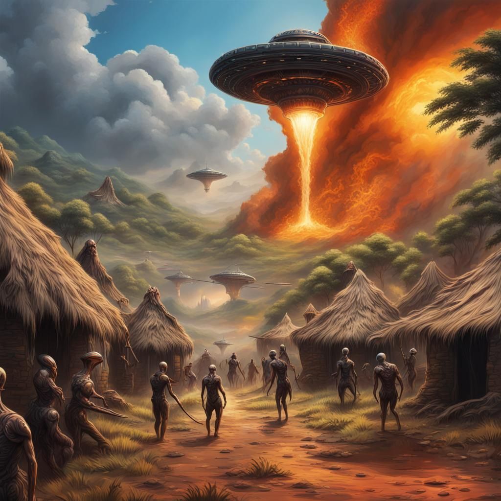Hyperrealistic Alien Invasion in Zulu Village