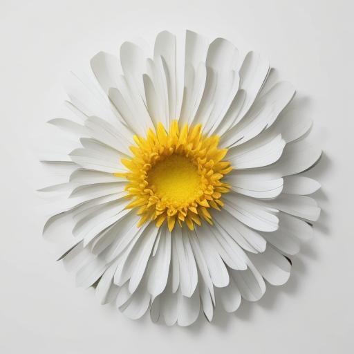 Abstract Paper Sculpture of a Yellow Chrysanthemum