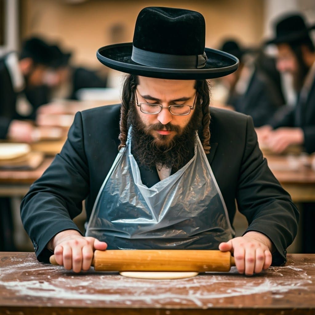 Traditional Hasidic Baker in Intimate Moment