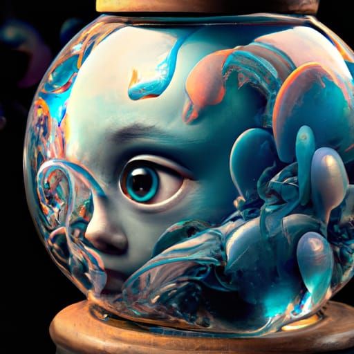 Ocular Globes in a Jar: Detailed Digital Art