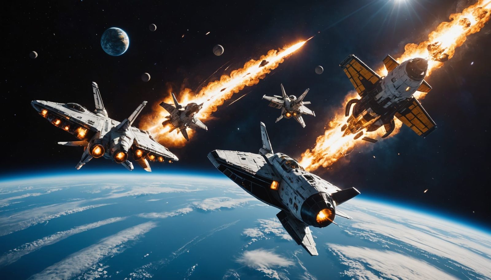 Space Battle Panorama in Vivid Light