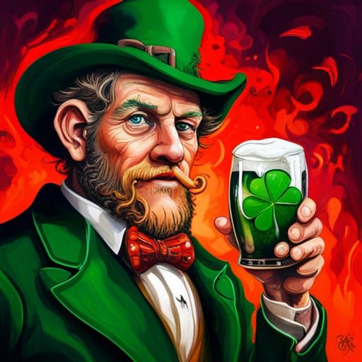 Leprechaun Drinking Beer in Graffiti Street Art