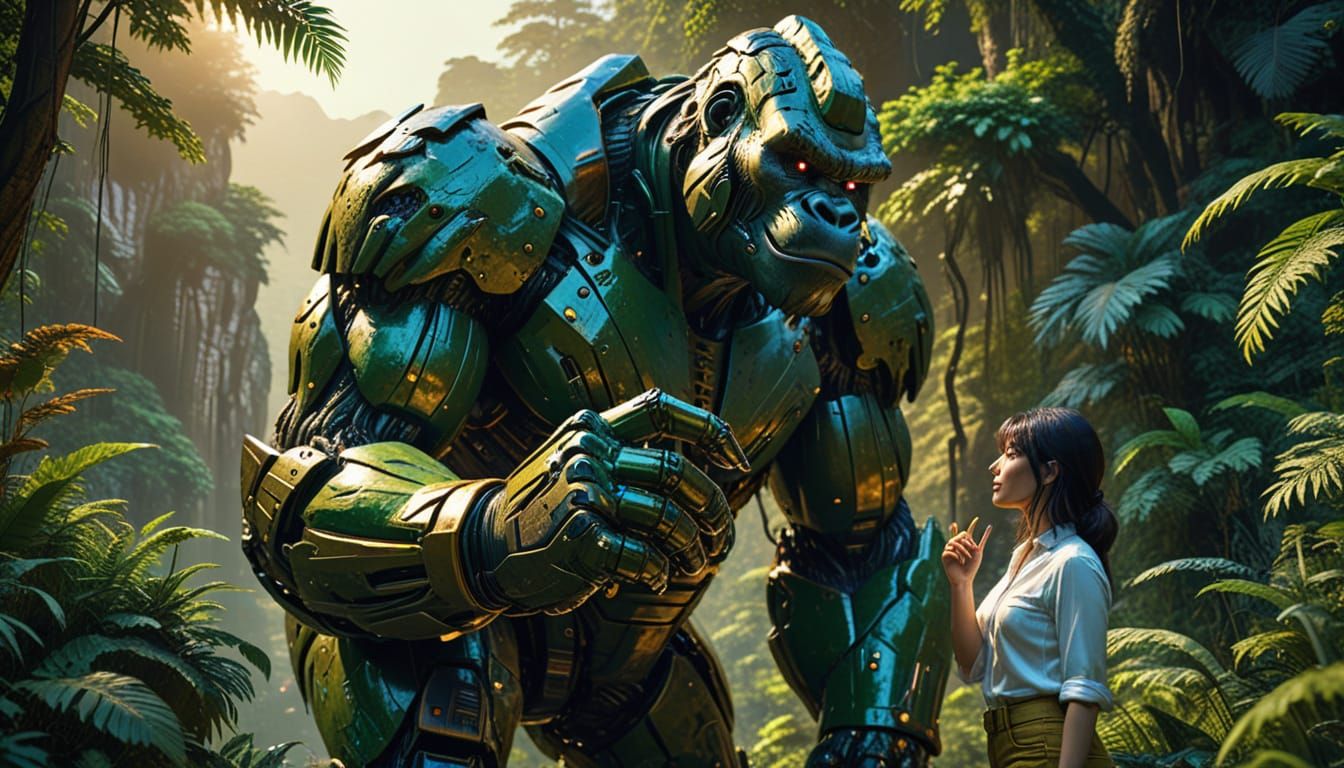 Mechanical Gorilla in Jungle, Mecha Anime Style