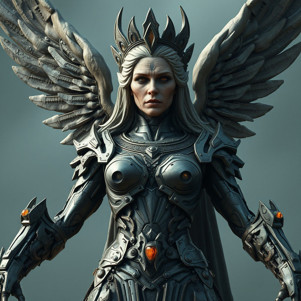 Bionic Valkyrie Goddess in Dark Fantasy Style