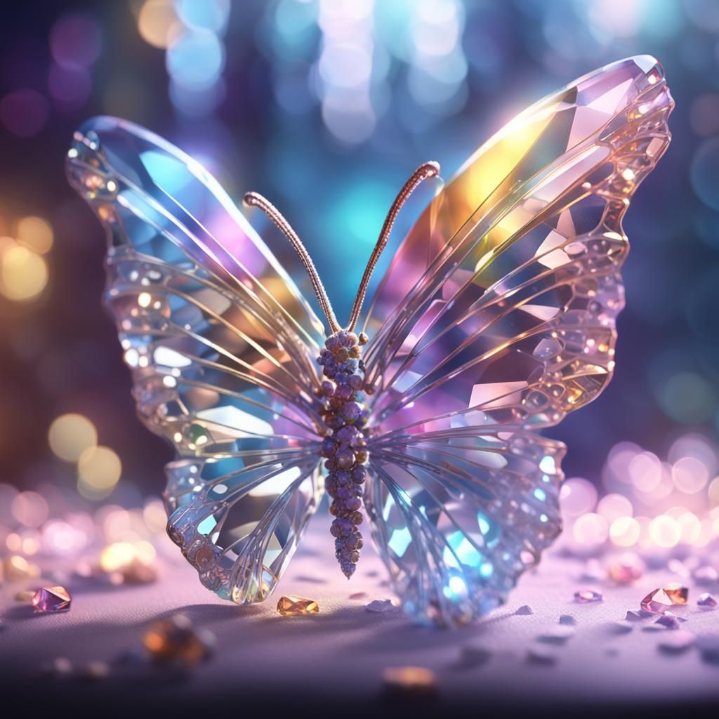 Crystal Butterfly Sculpture in Pastel Colors