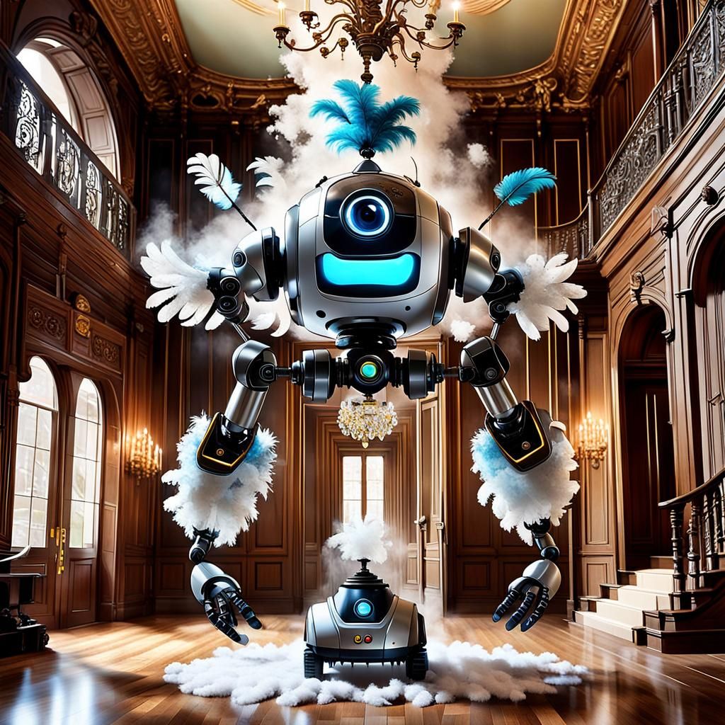 Playful Cleaning Robot in Grand Hall