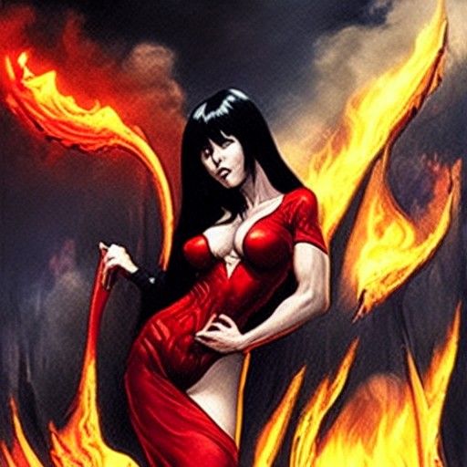 Vampirella and Lady Death in Fiery Horror Art