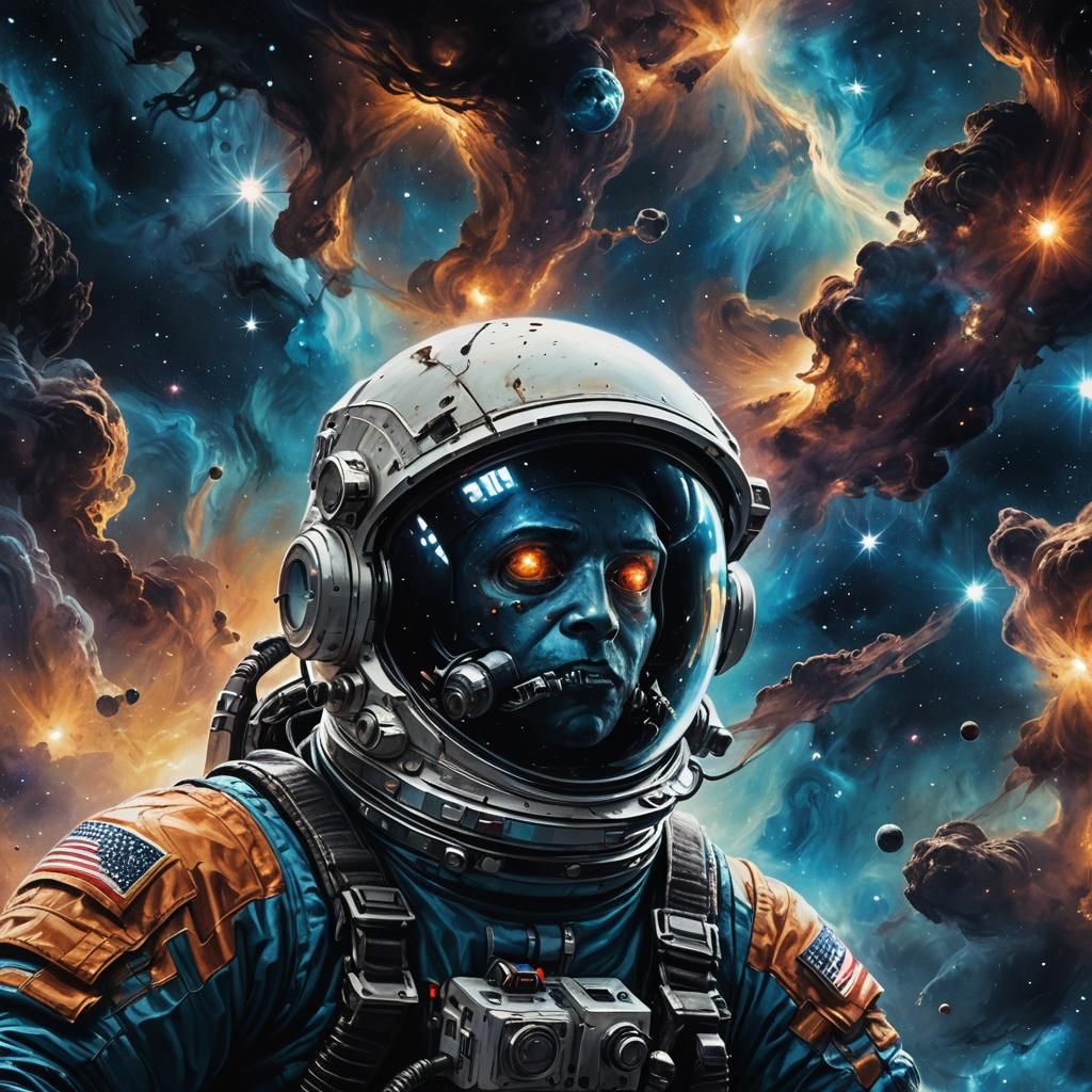 Surreal Space Horror: Astronaut's Descent into Madness
