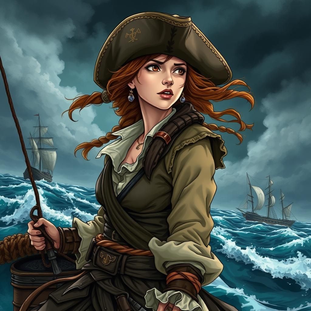 Anne Bonny: Infamous Pirate in Anime Style