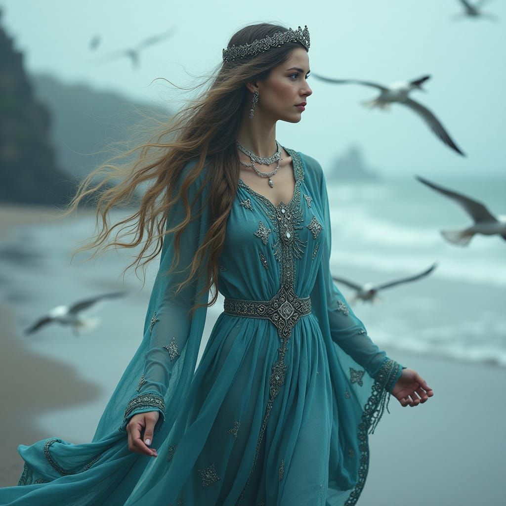 Surreal Irish Sea Goddess Embodies Ethereal Mystique