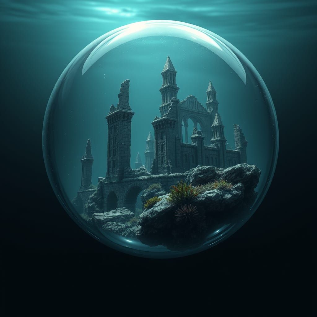 Atlantis Reflected in a Bubble: Photorealistic Ruins