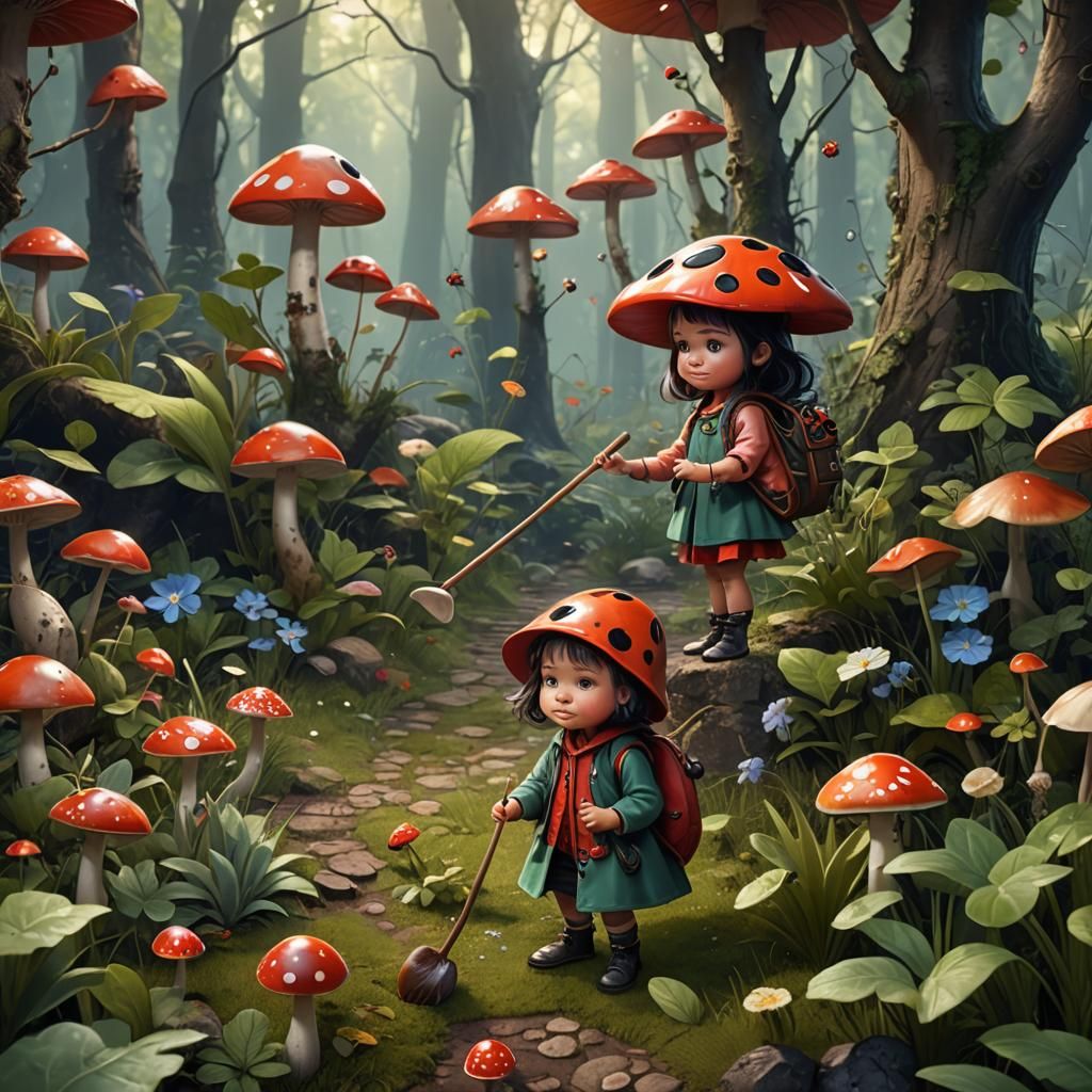 Enchanted Forest: Baby Girl and Ladybug Home