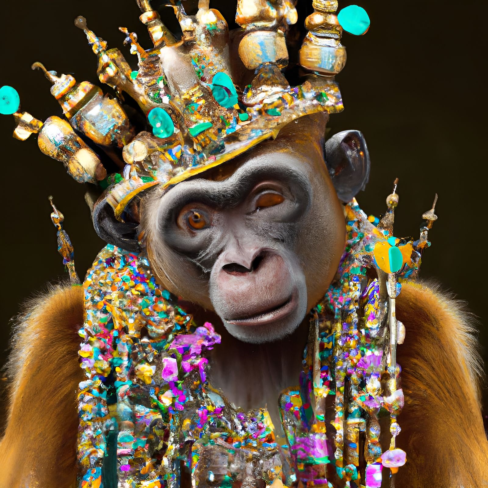 Crowned Monkey King in Gold and Gems