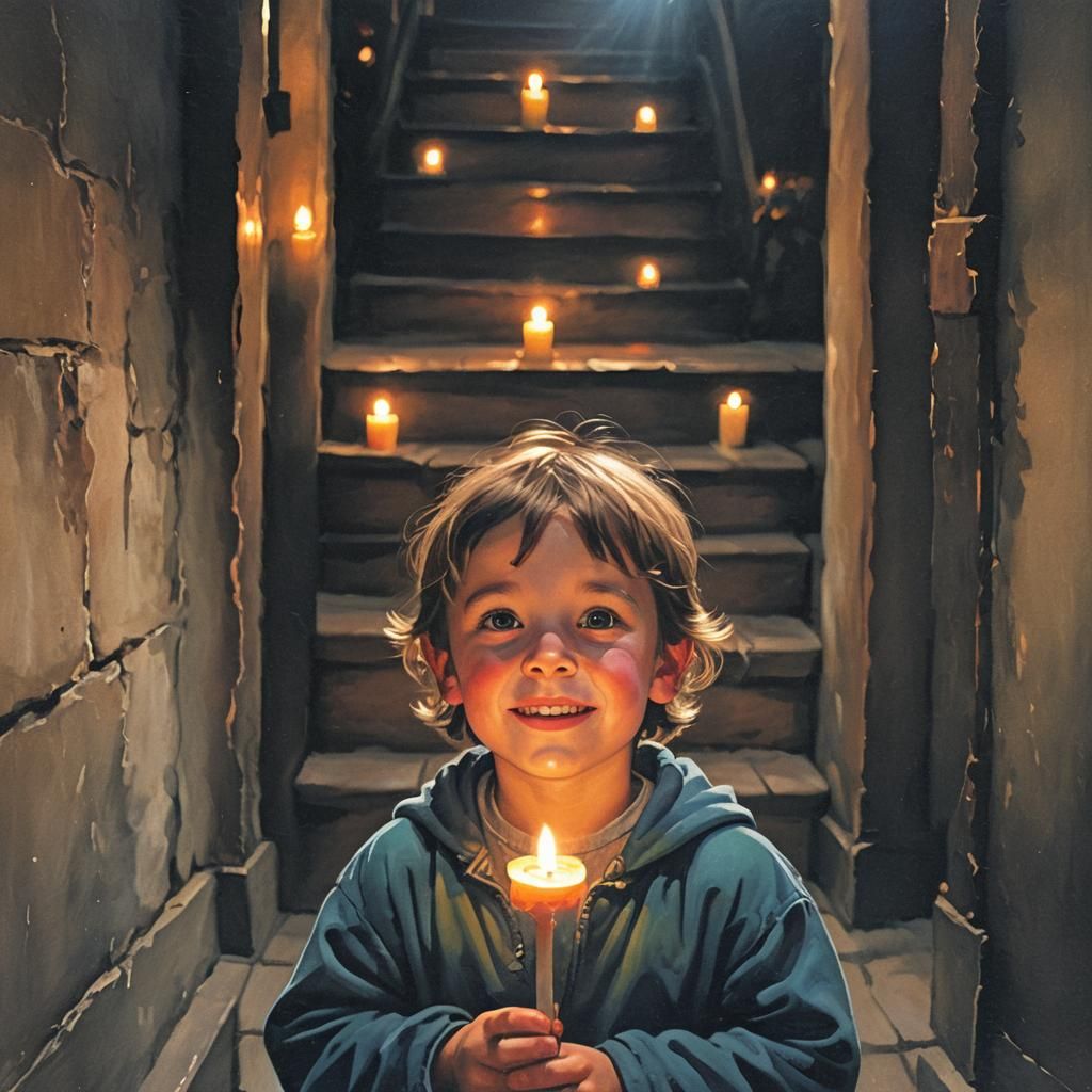 Child's Enchanted Candlelight Reflection