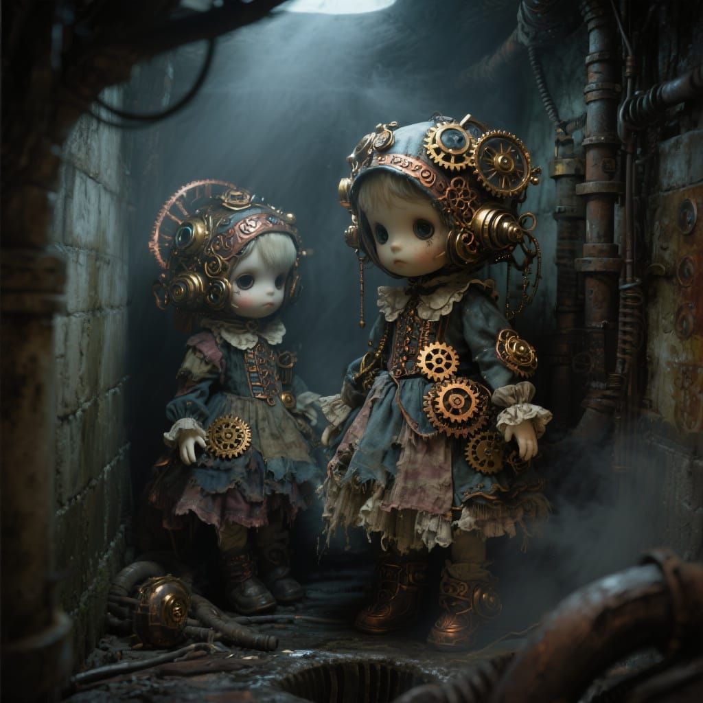 Steampunk Dolls in a Victorian Sewer