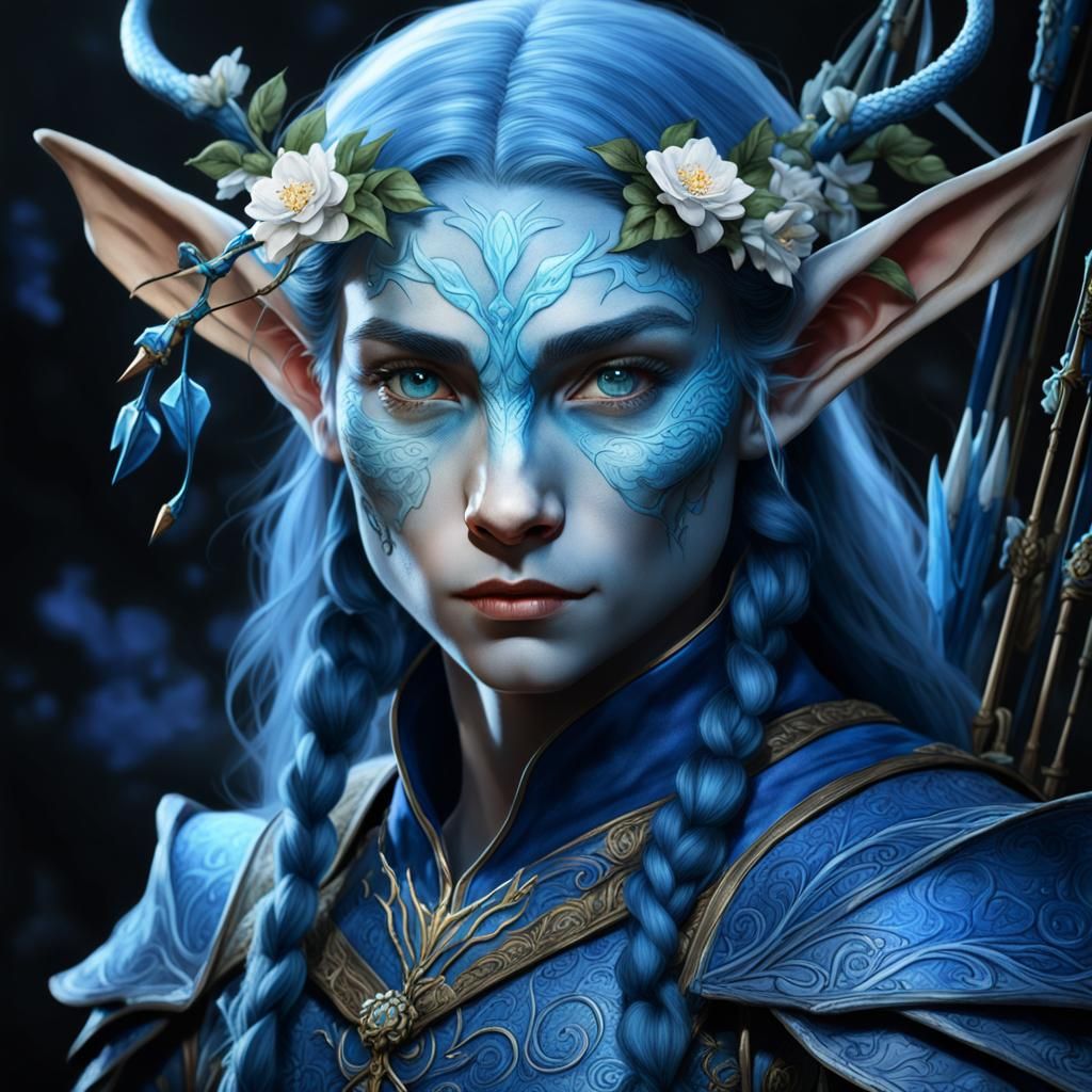 Majestic Archer Elf Portrait with Dragon