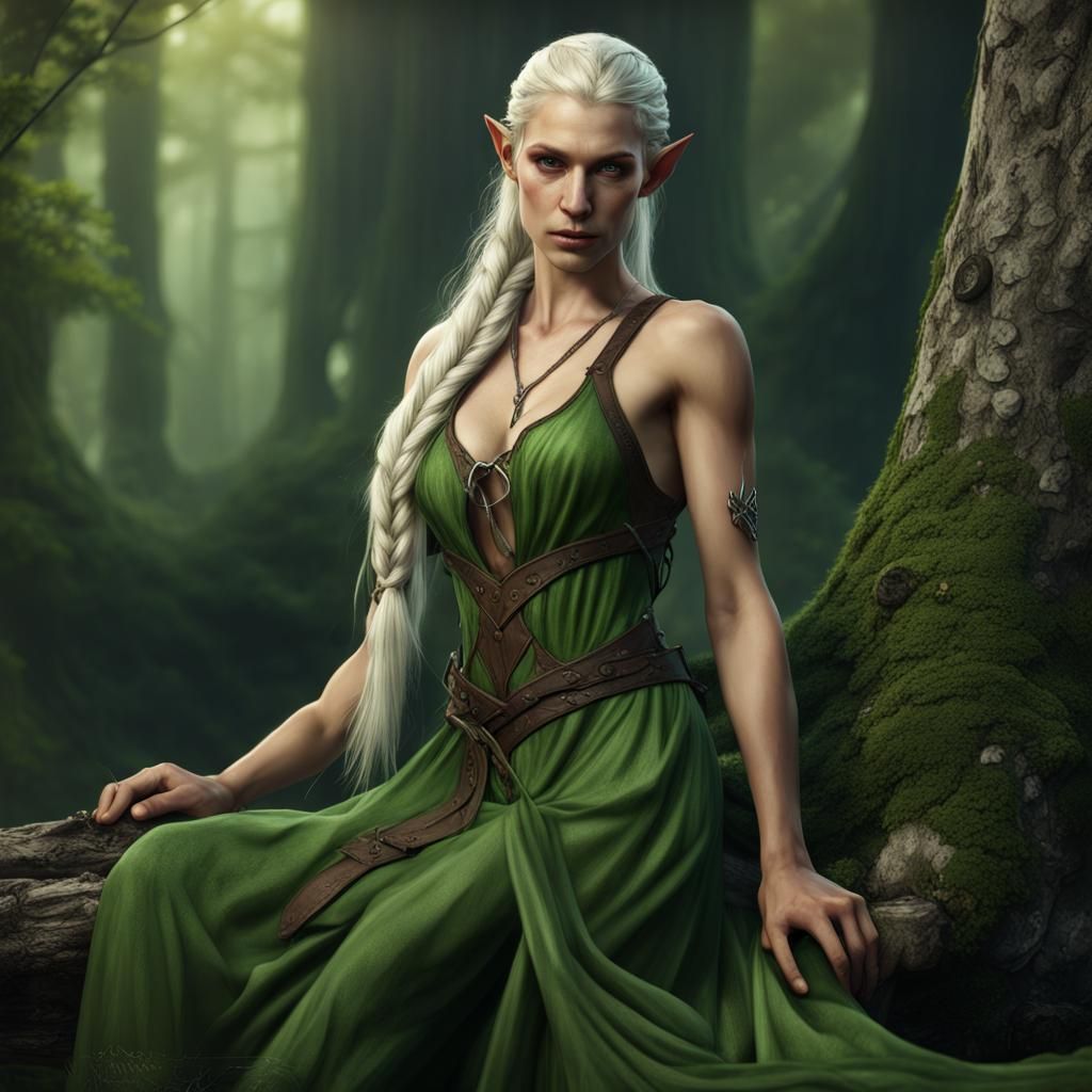 Fantasy Wood Elf in Green Wood