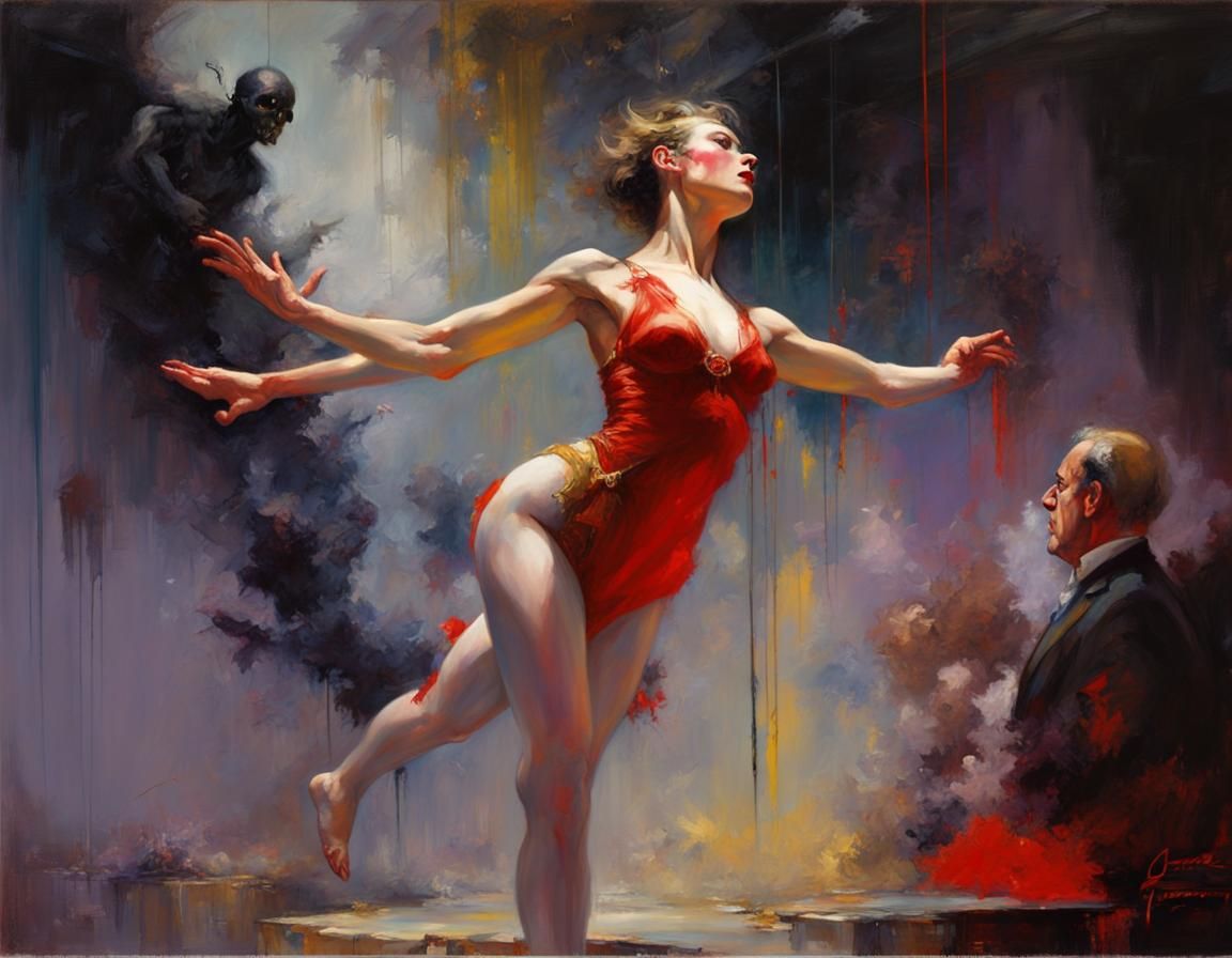 Acrobatic Award Show in Chiaroscuro Horror Dreamscape