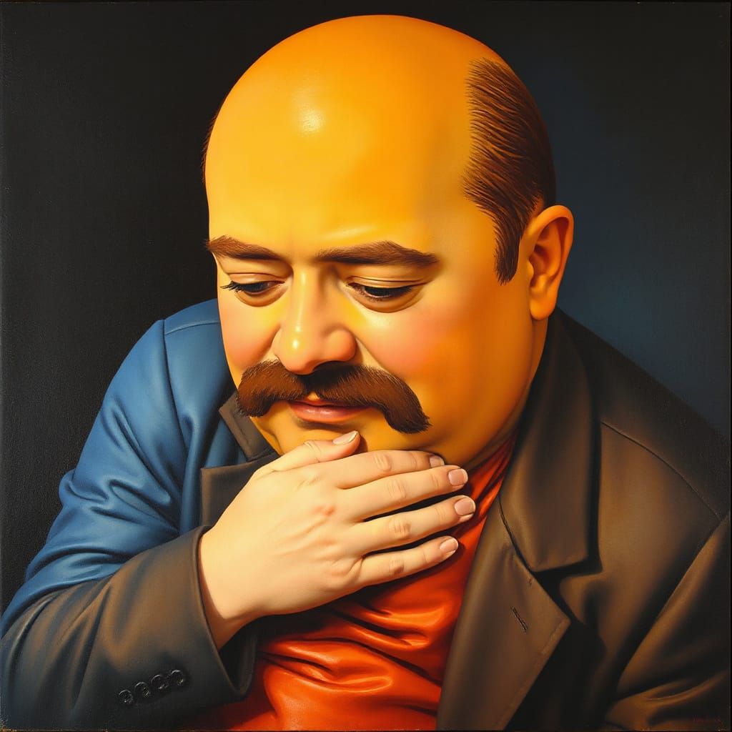 Colorful Embrace in the Style of Botero