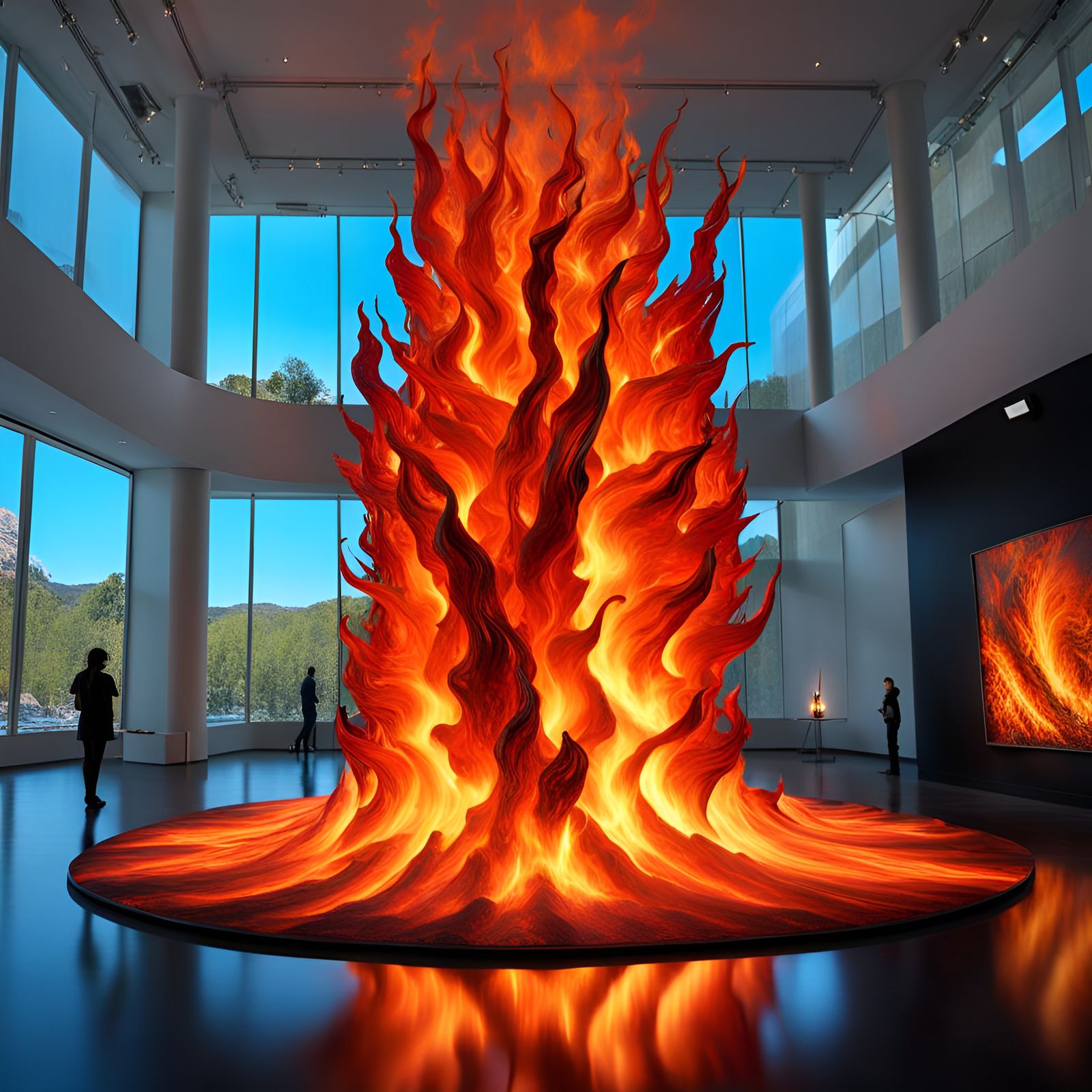 Inferno - large glass sculpture installation, internally lit