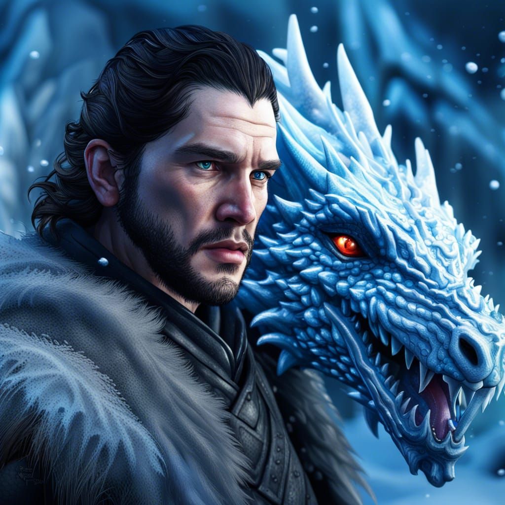 John Snow with ice dragon