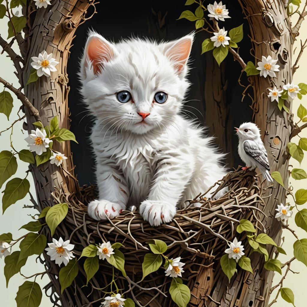 Kitten in Cuckoo's Nest: A Heartwarming Scene