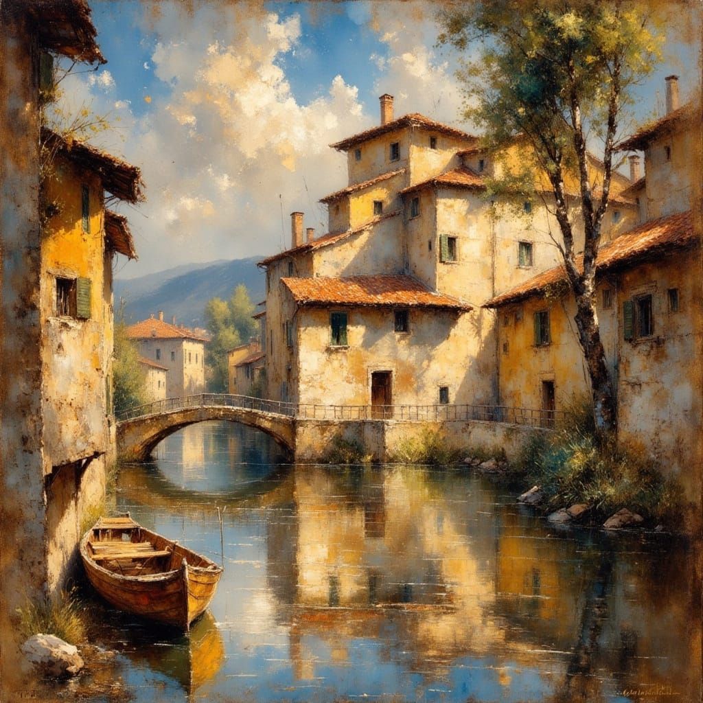 Florence at Evening, in Style of Toulouse-Lautrec