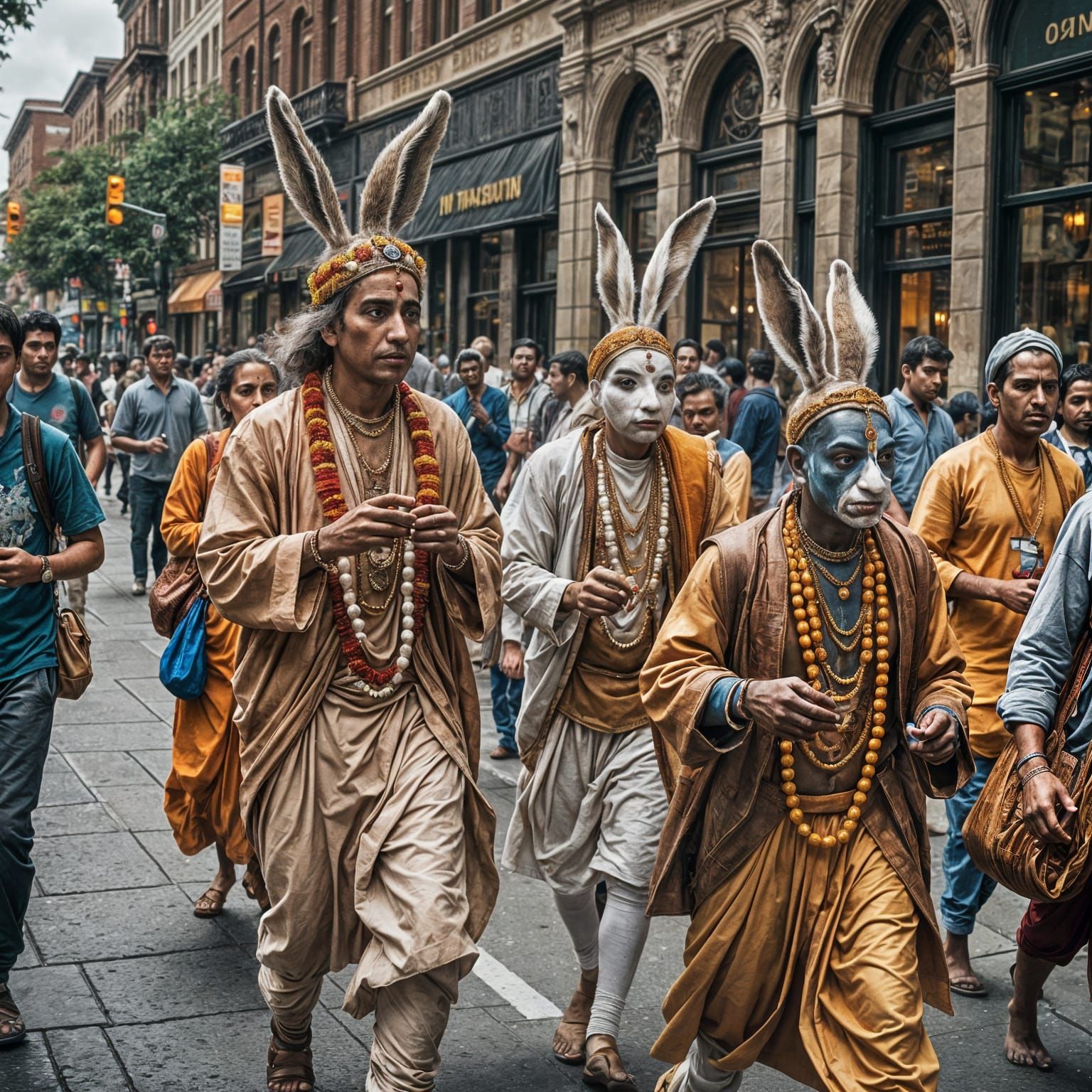 Hare Krishnas Stealing in the USA: Hyperrealistic Image