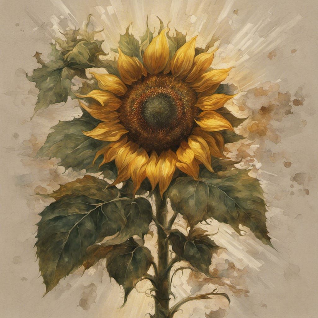 Colorful Sunflower Painting in Maximalist Style