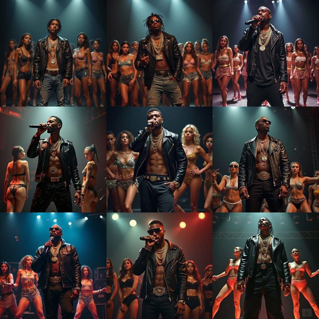 Rapper on Stage with Dancers