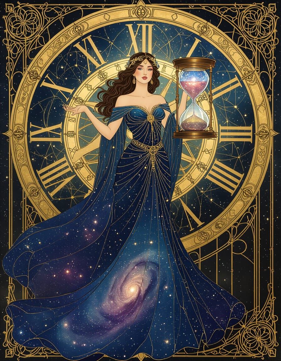 Goddess of Time in Art Nouveau Style