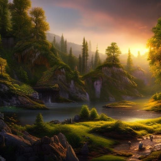 Oceanside Castle Landscape in Storybook Style