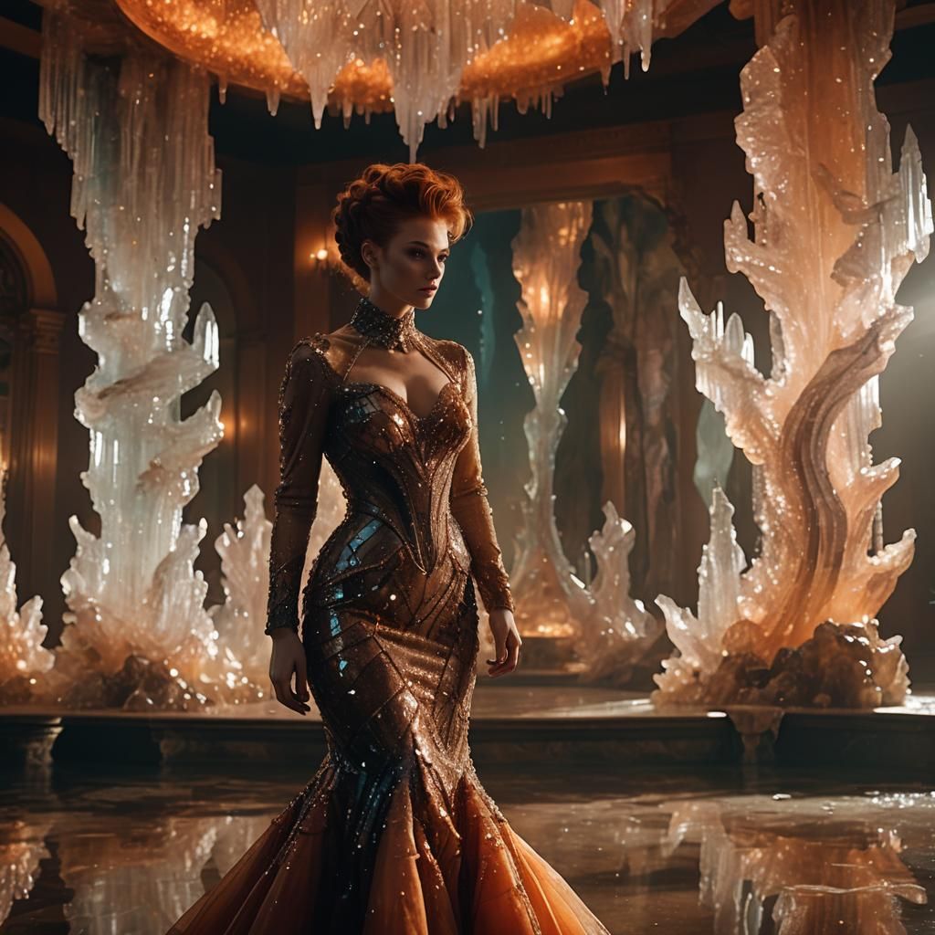 Crystal Mermaid Dress in Opulent Ballroom