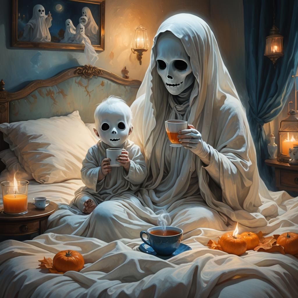 Mother Ghost Caring for Baby: Matte Painting