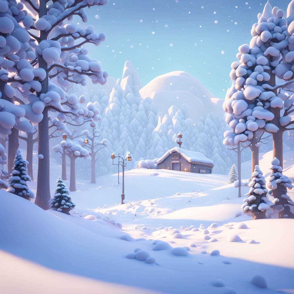 Snowfall: Pixar-Style 3D Digital Art
