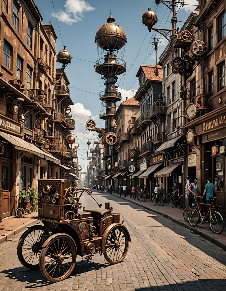 Steampunk Cityscape: Camaçari's Round Building in the Sun