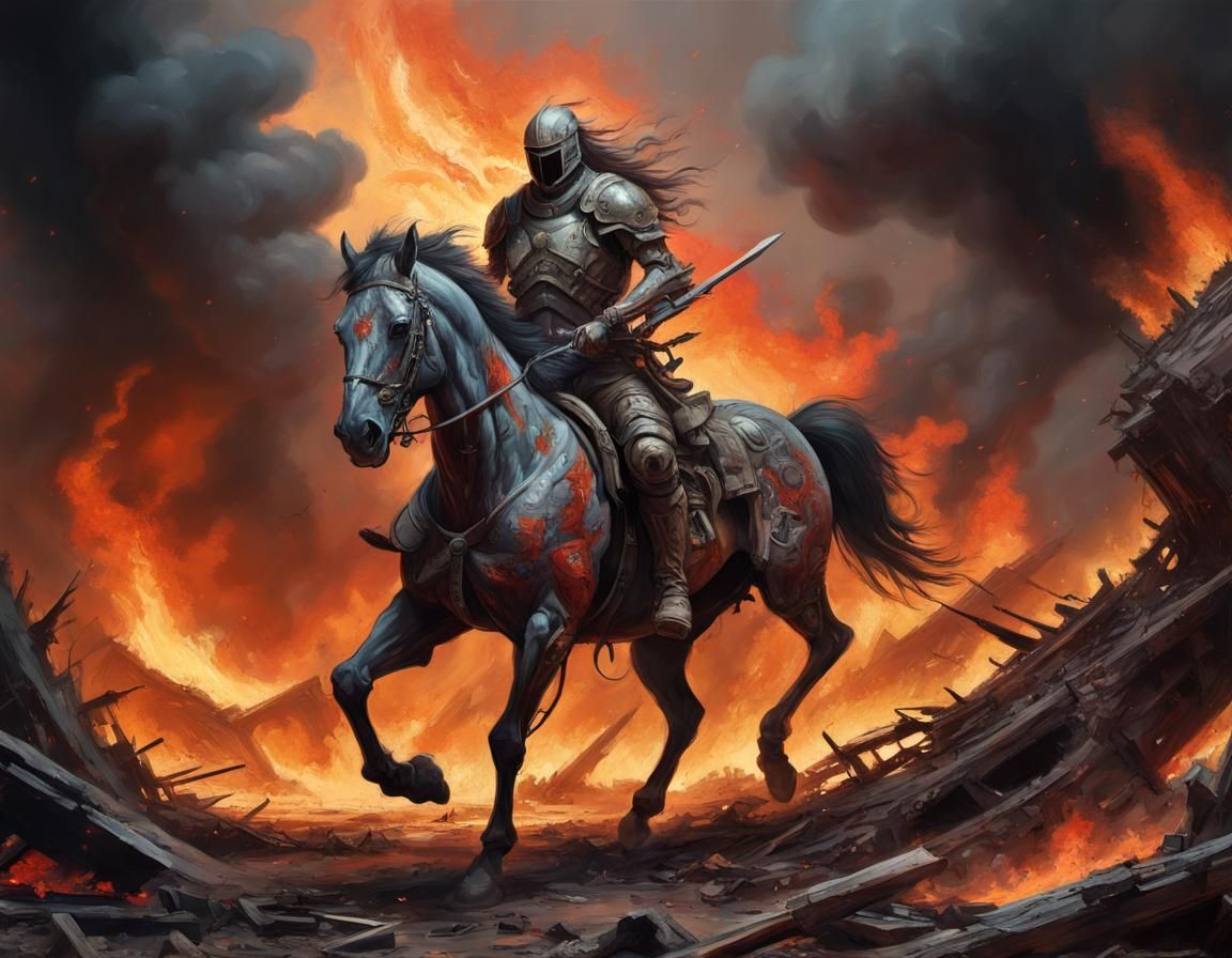 Invincible Warrior on Horseback: Action Painting